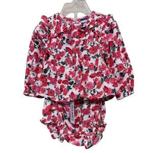 NWT Old Navy Long Sleeve Smocked Top & Bloomer Shorts 6-12 Mo Floral Cottage
